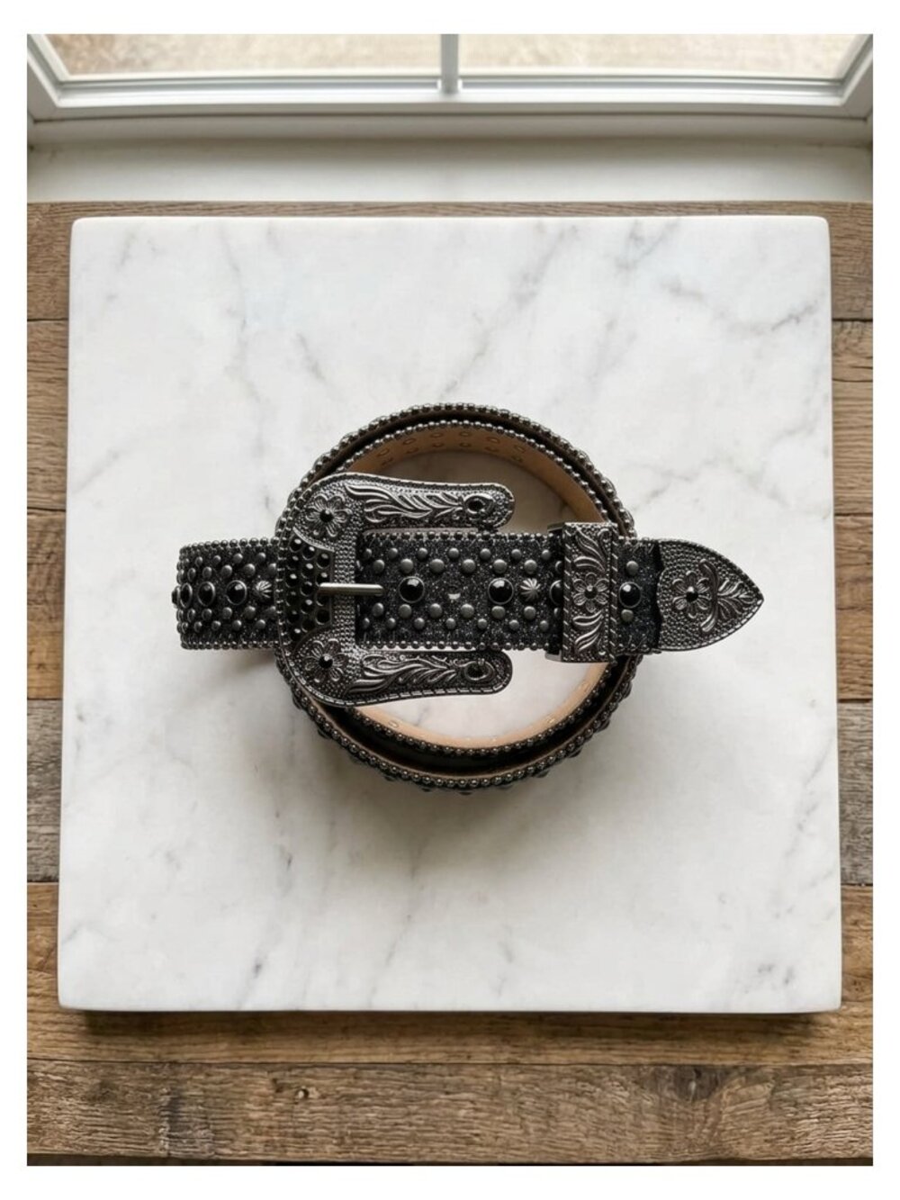 Rhinestone Leather Belt Western Cowboy Bling Sequin Goth for Jeans Party